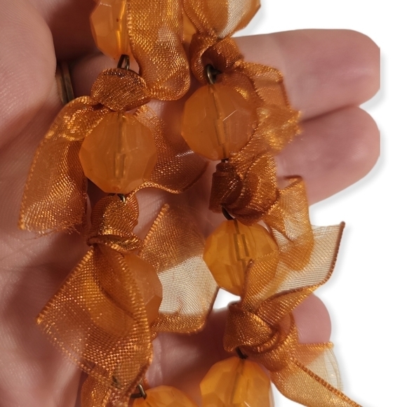 Burnt Orange Ribbons & Beads Bracelet - Picture 4 of 4